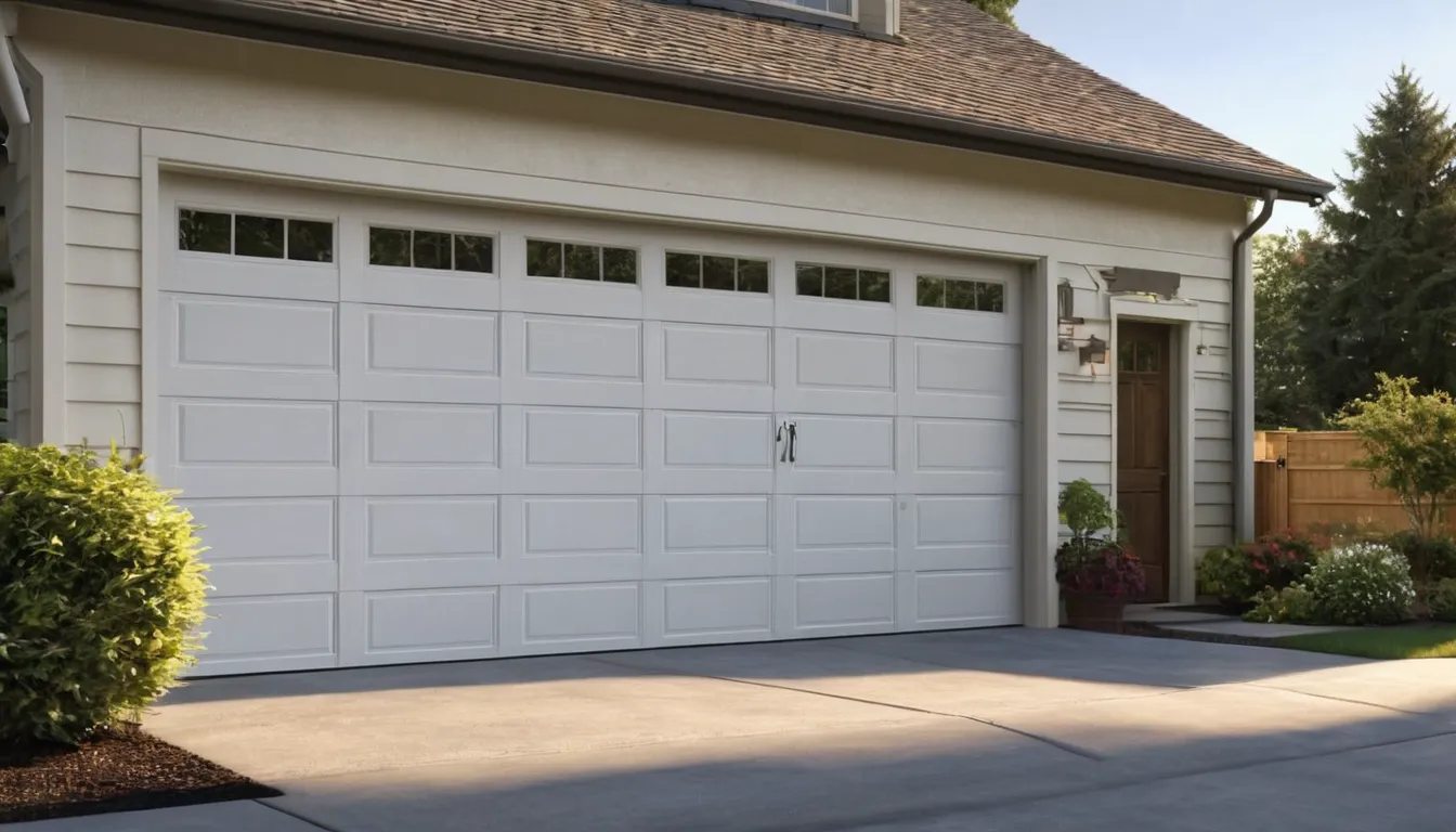 A residential garage door in St. Michael with a friendly provider checking the tracks